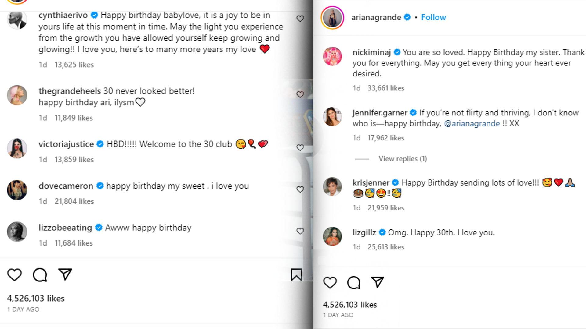 Celebrities Wished Ariana Grande
