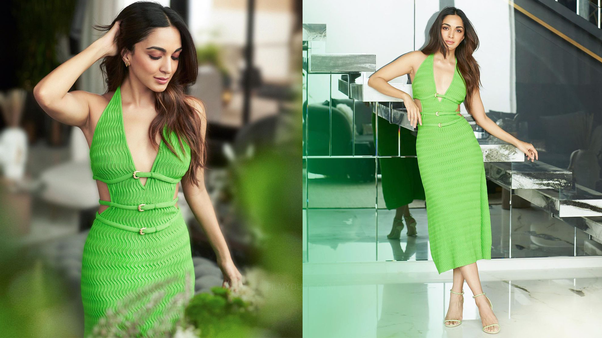 Kiara Advani ever-green Look in Halter Cutout Dress